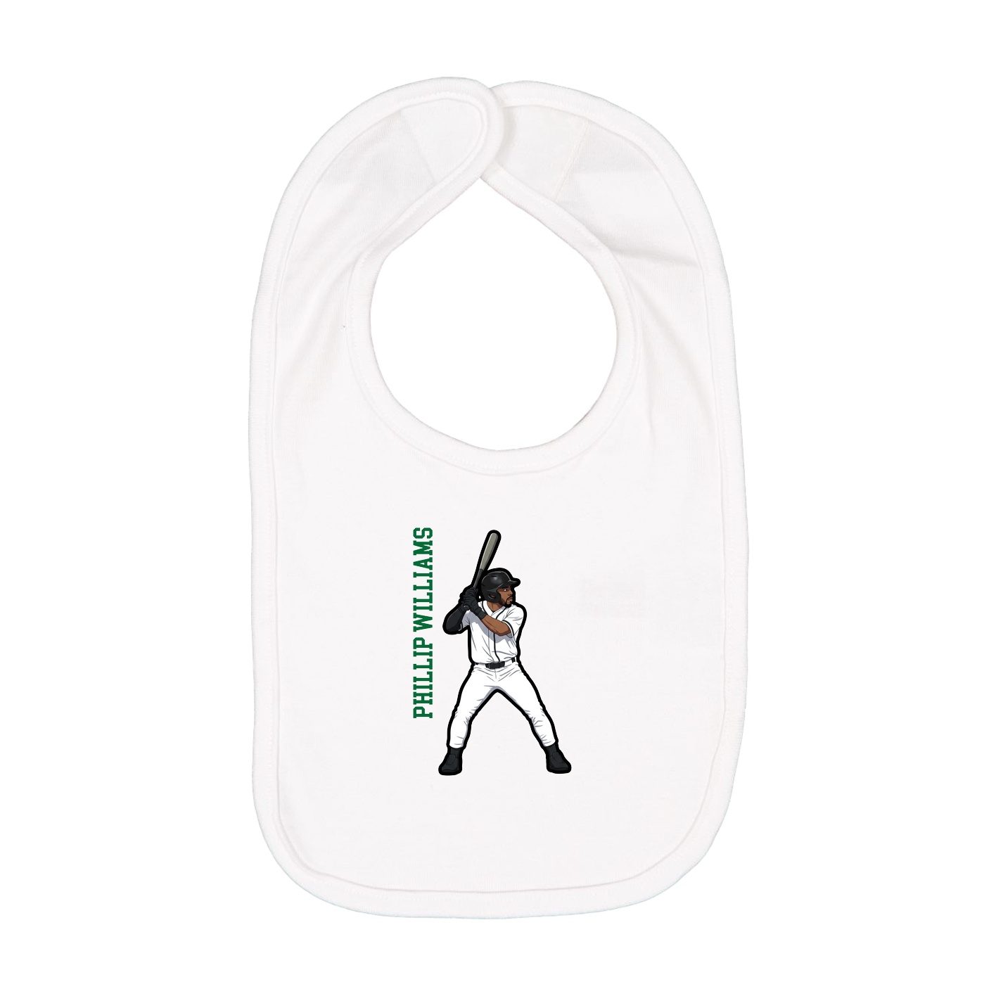 Infant Bib — Name Vertical in White