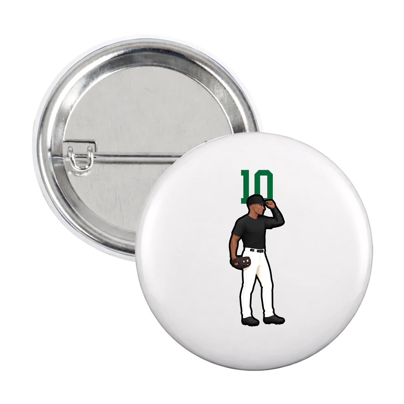 Game Day Button — Number Top in White