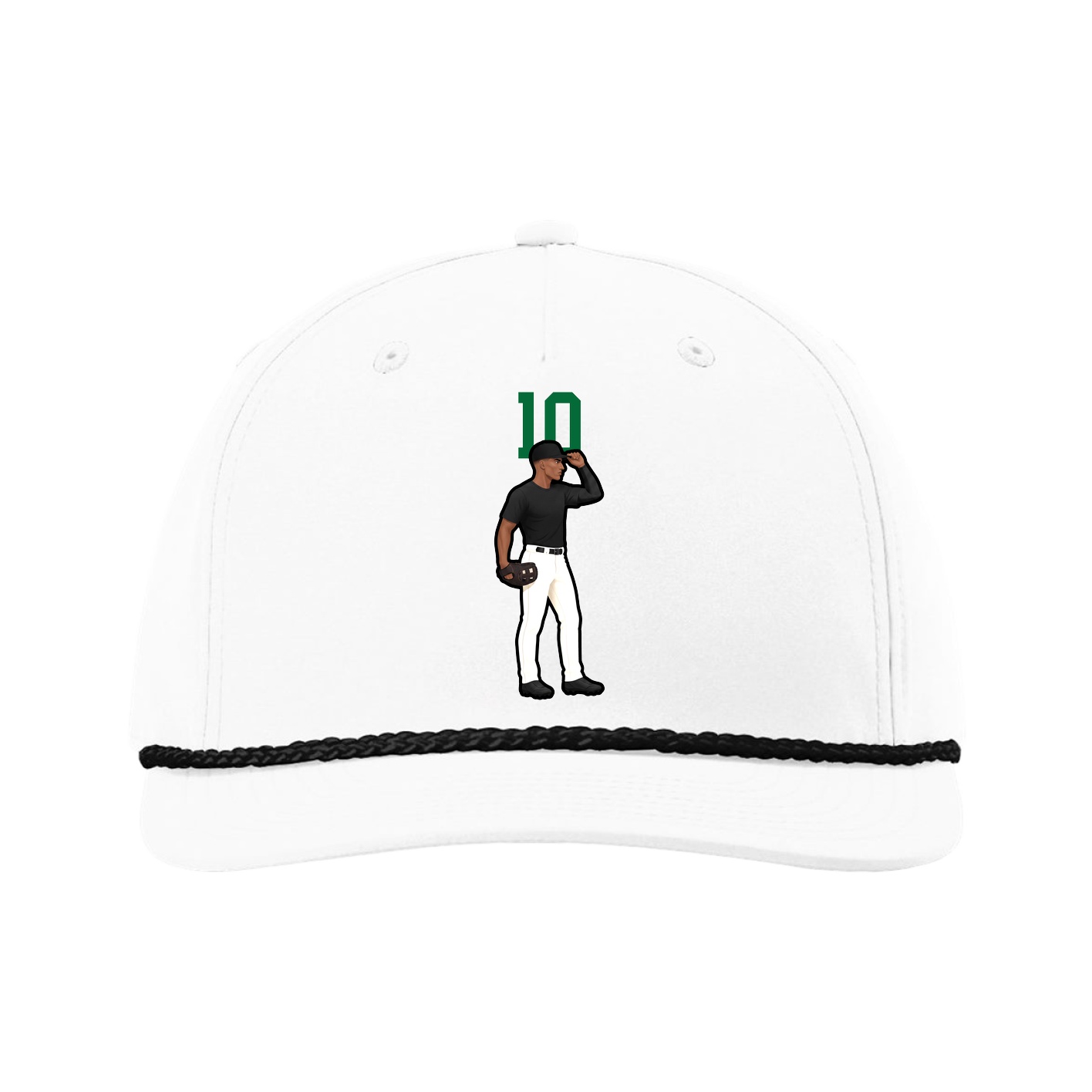 Five-Panel Classic Rope Cap — Number Top in White