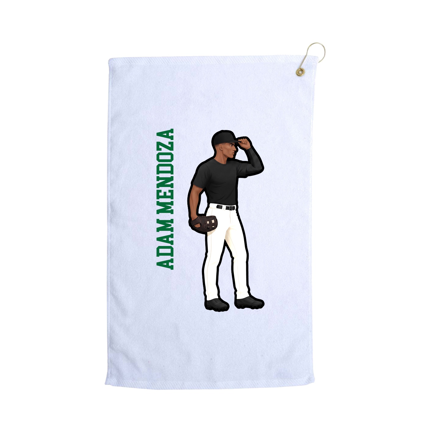 Golf Towel — Name Vertical in White