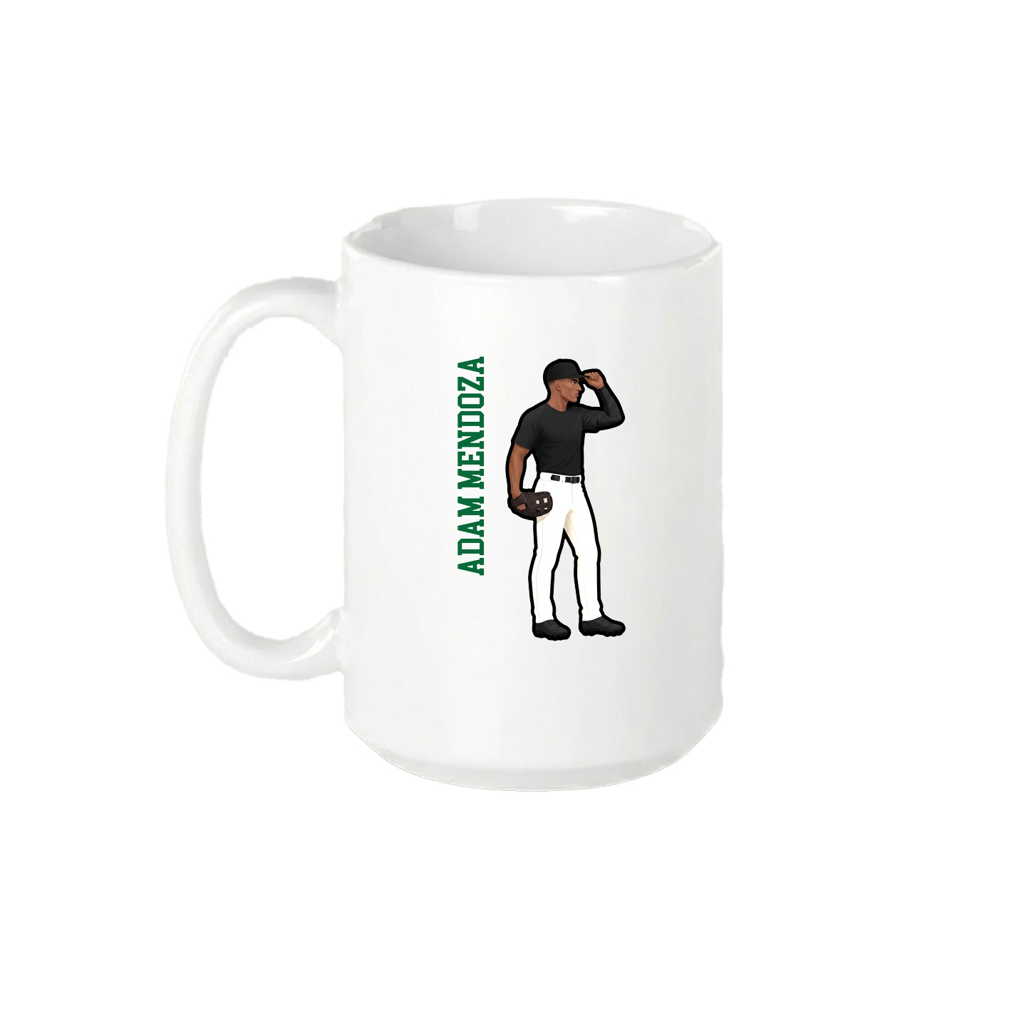 15oz Coffee Mug — Name Vertical in White
