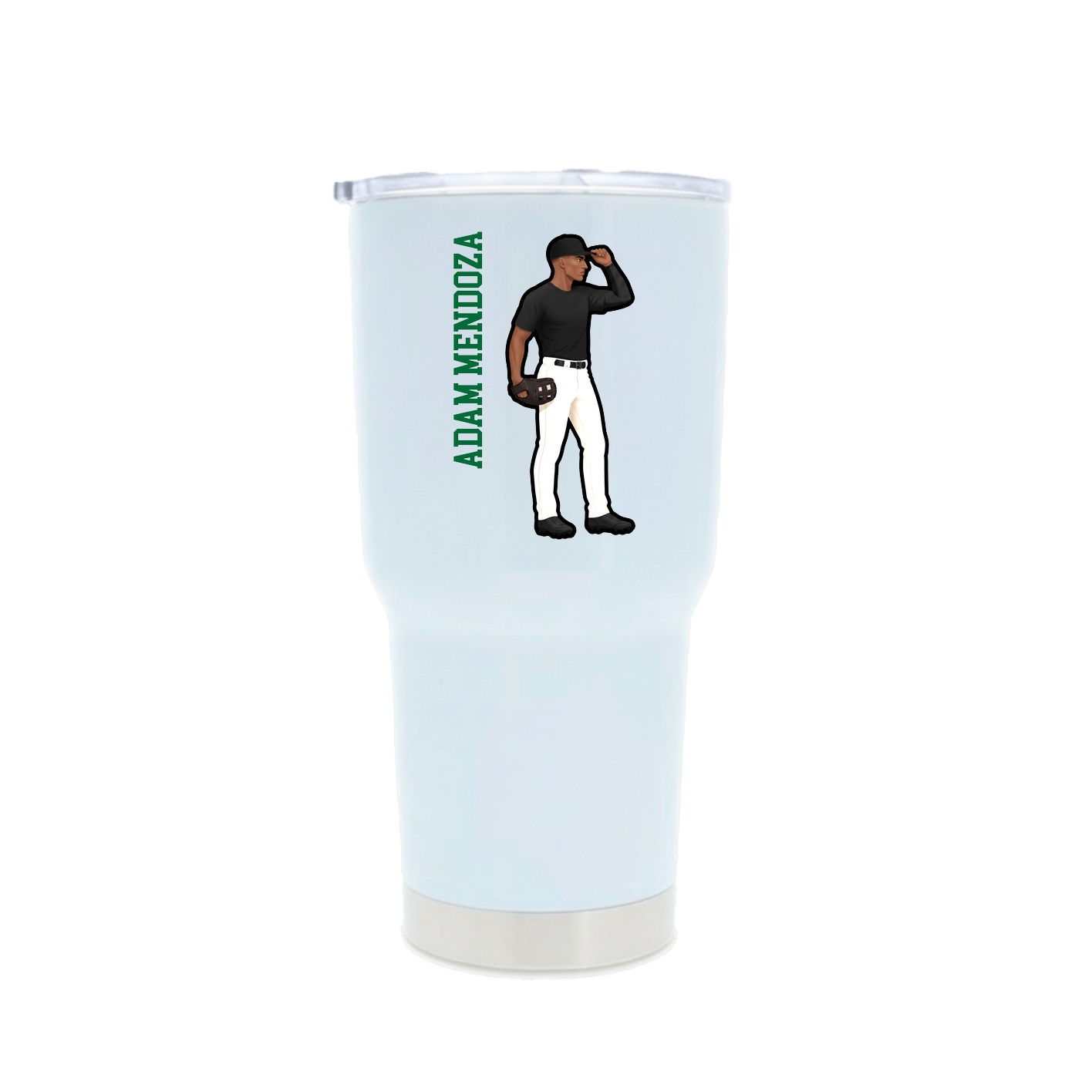 30oz Stainless Steel Tumbler — Name Vertical in White