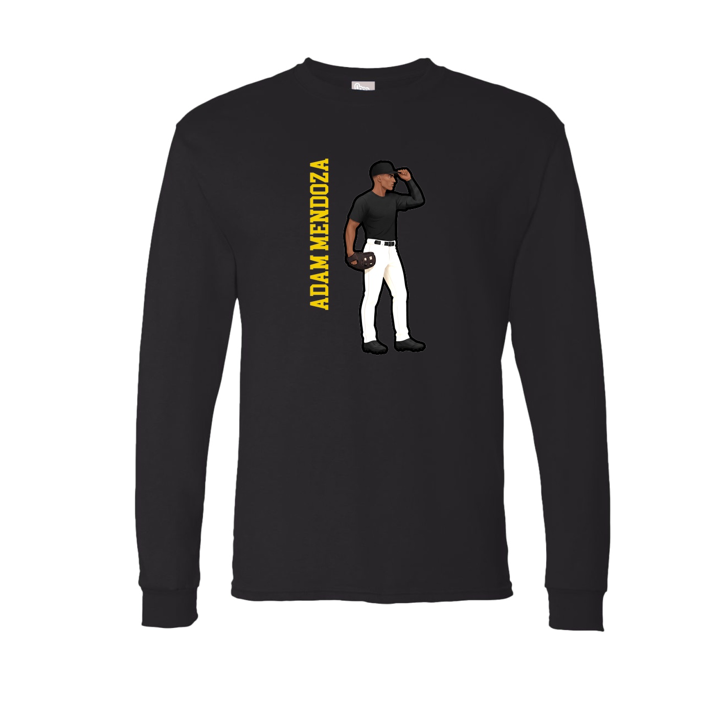 Long Sleeve Tee — Name Vertical in Black