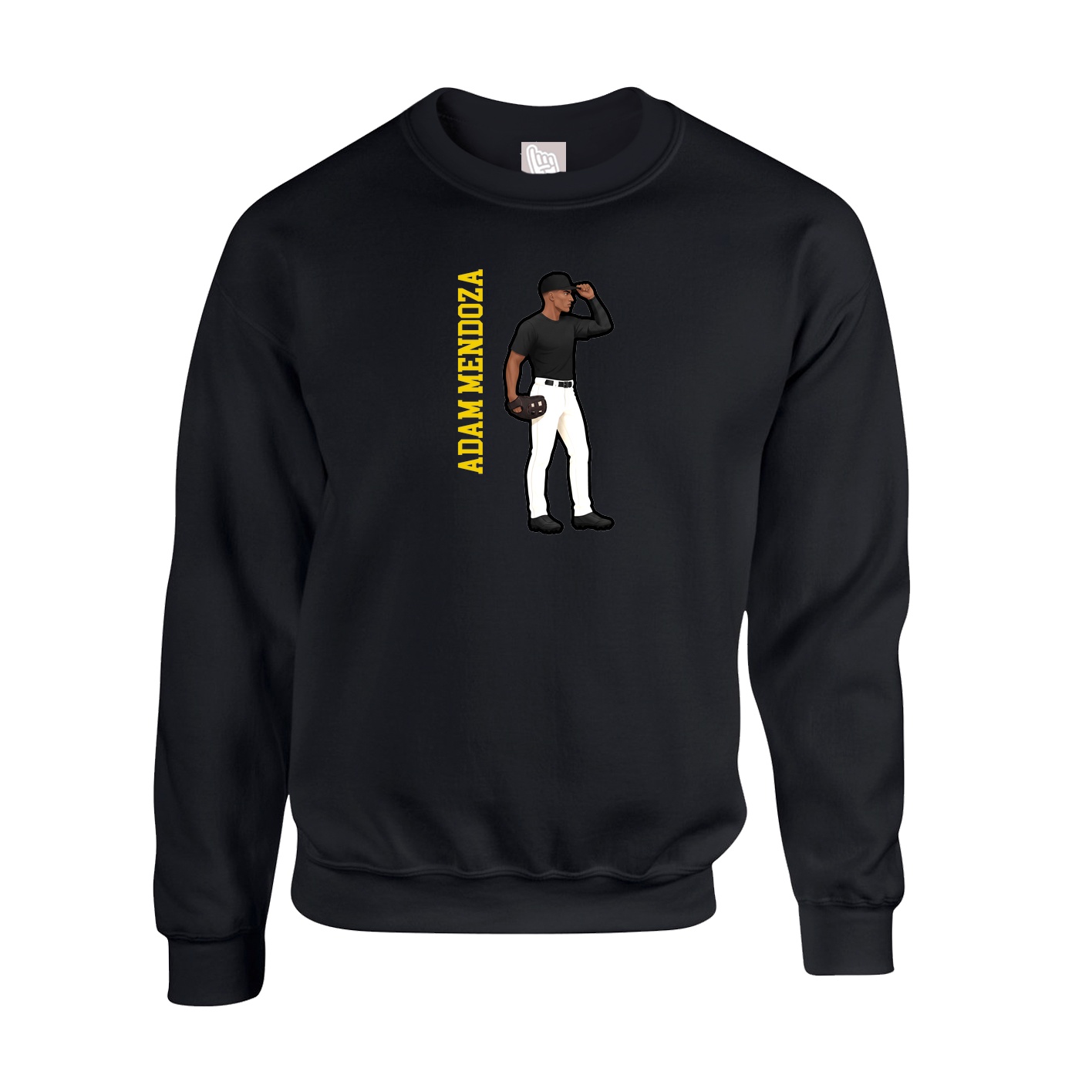 Fleece Crew — Name Vertical in Black