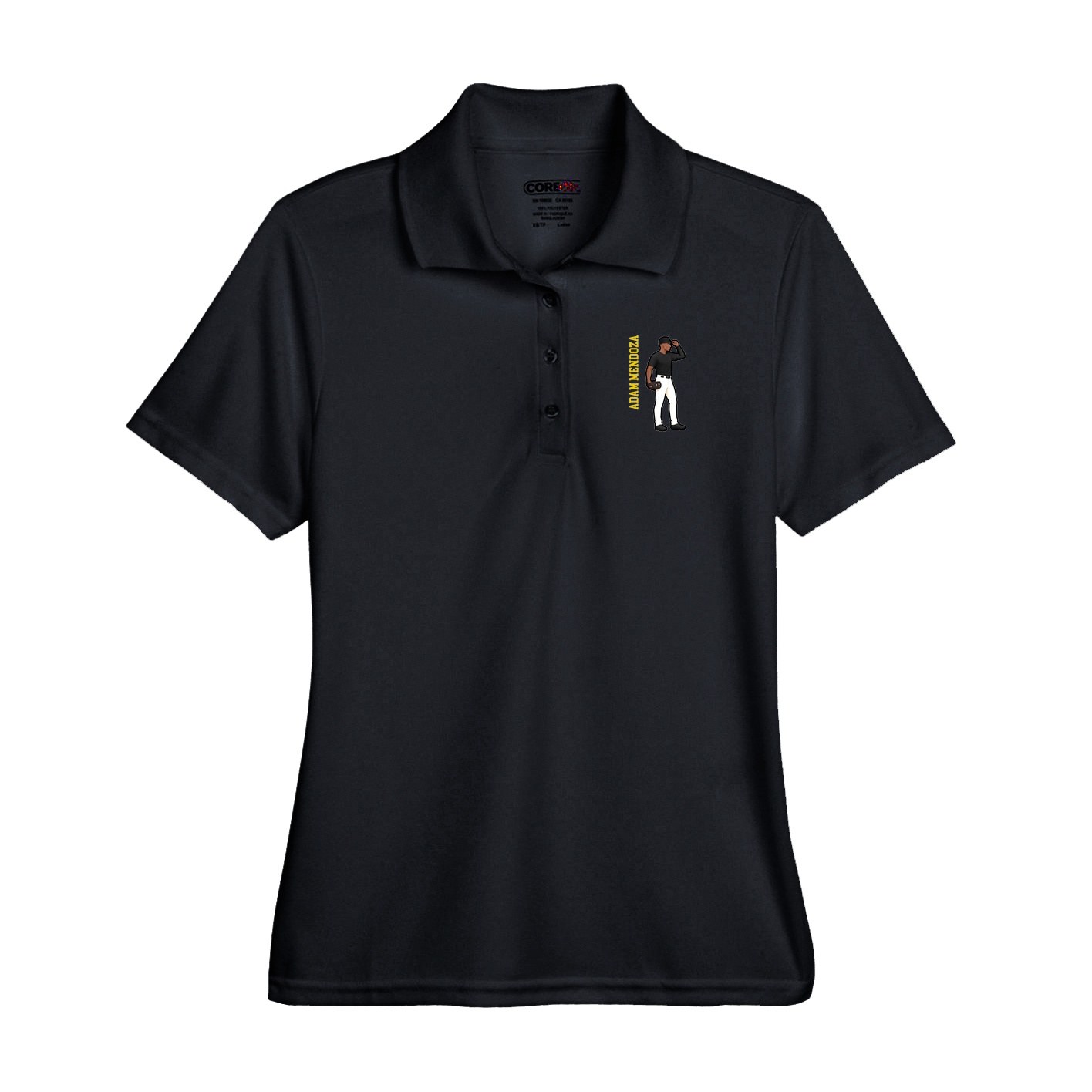 Performance Polo — Name Vertical in Black