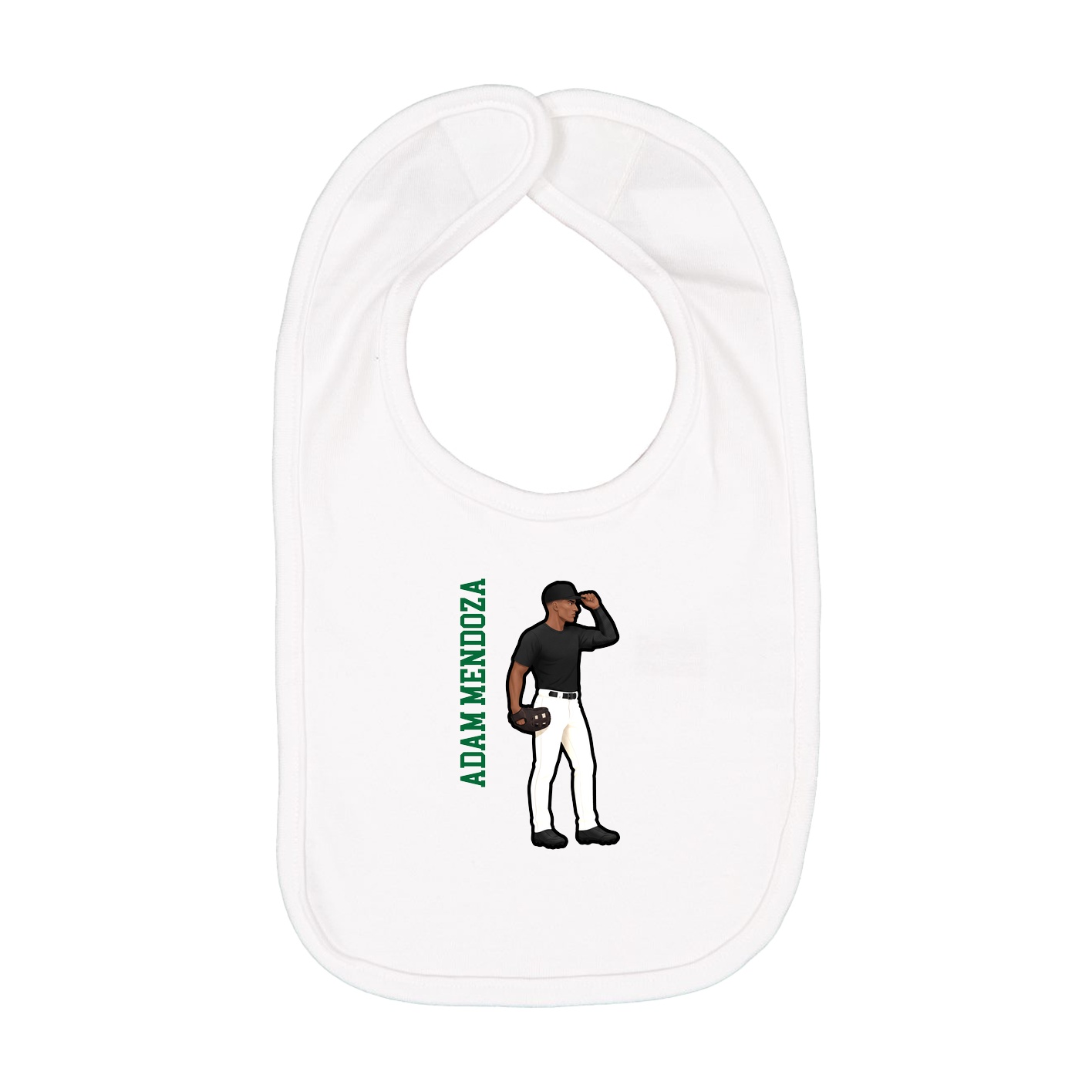 Infant Bib — Name Vertical in White