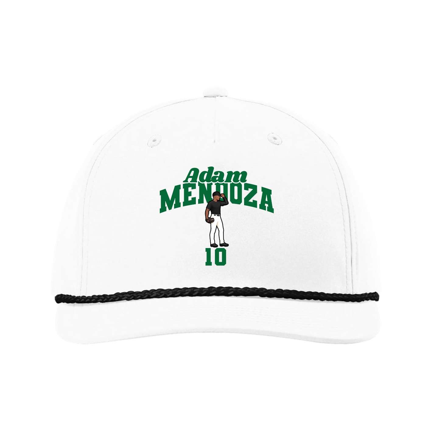 Five-Panel Classic Rope Cap — Signature Arch in White