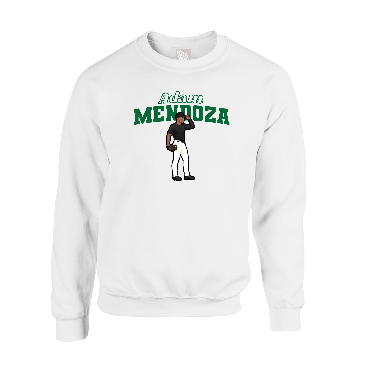 Fleece Crew — Name Arch in White