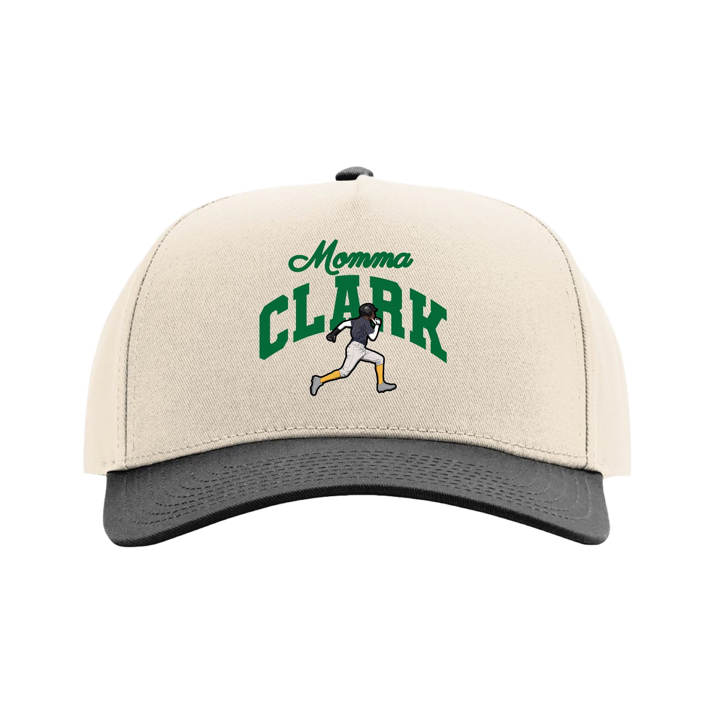 Full Fabric Five-Panel Champ Cap — Mothers Day Arch in Cream/Black
