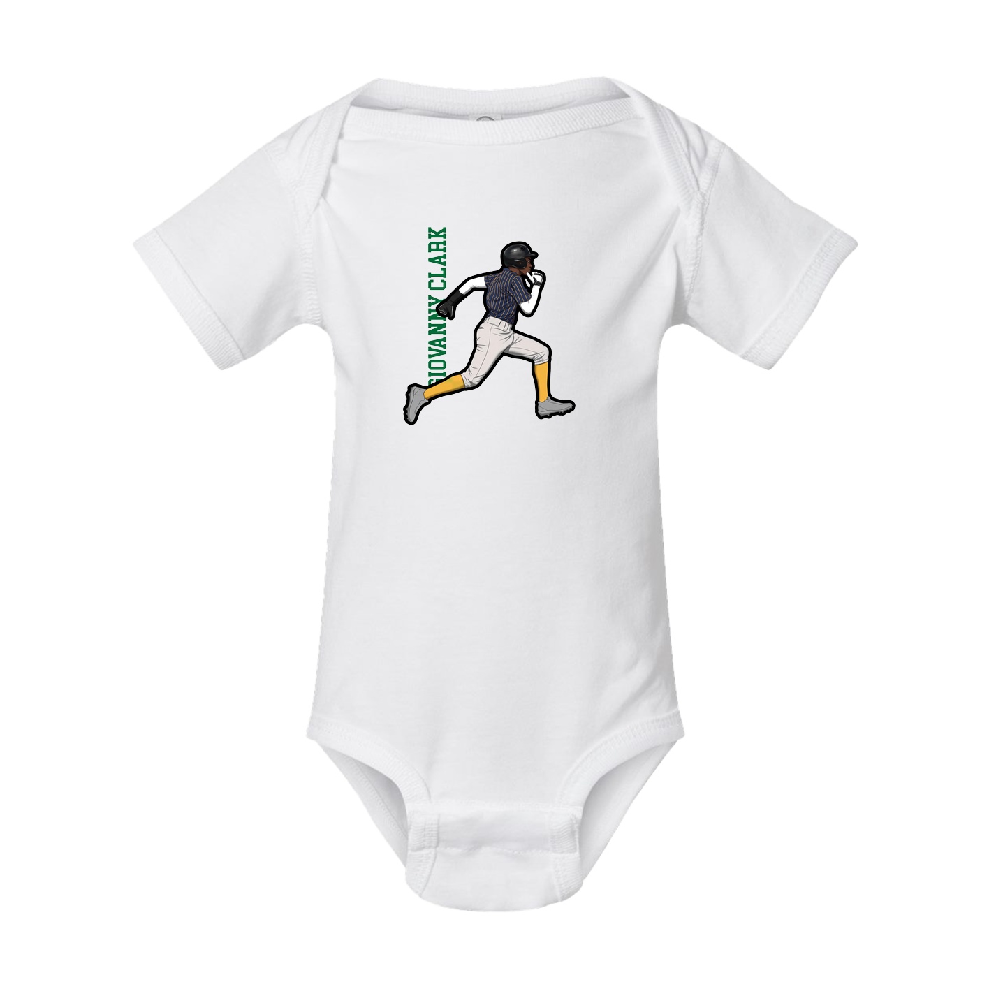 Baby Onesie — Name Vertical in White