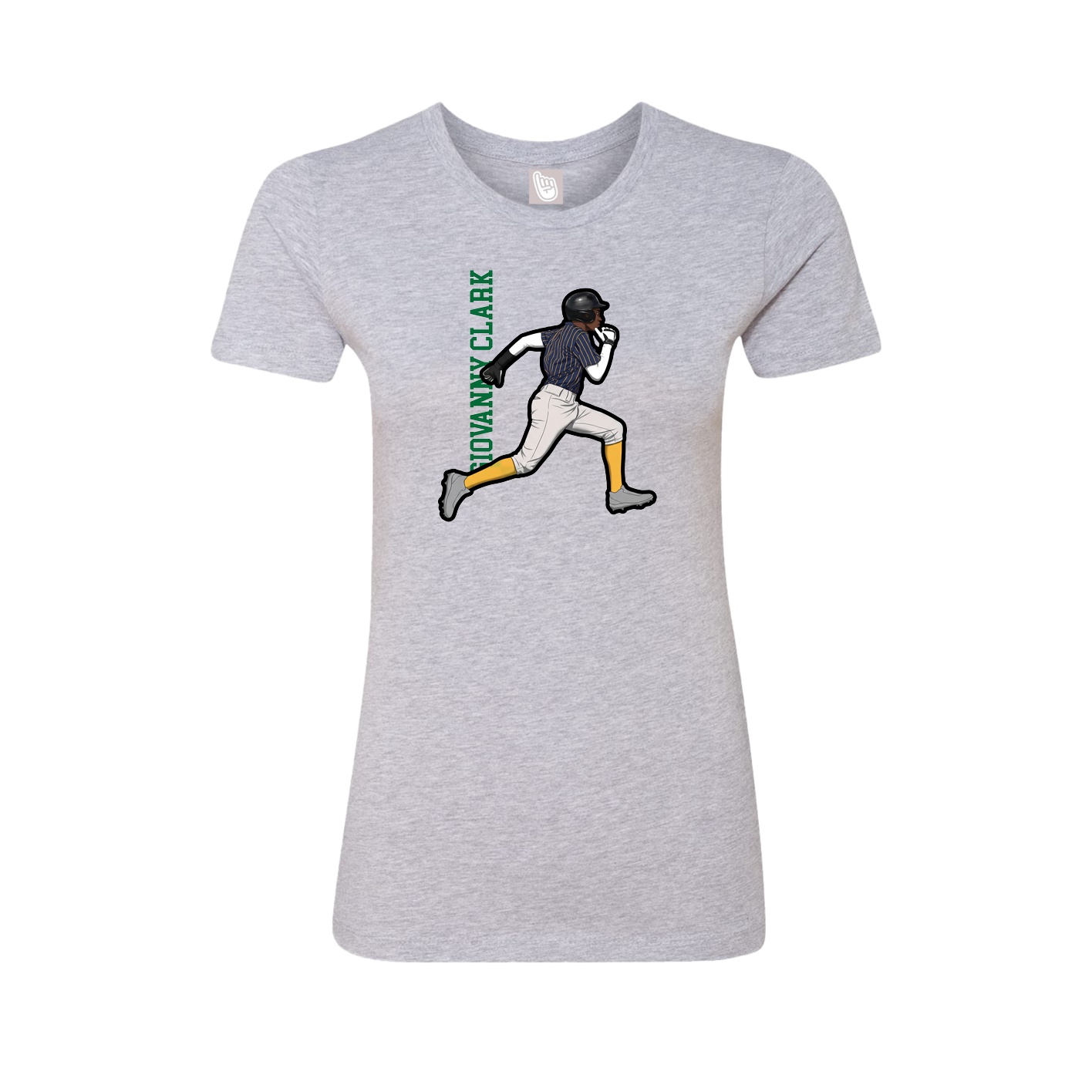 Fitted Women's Tee — Name Vertical in Grey