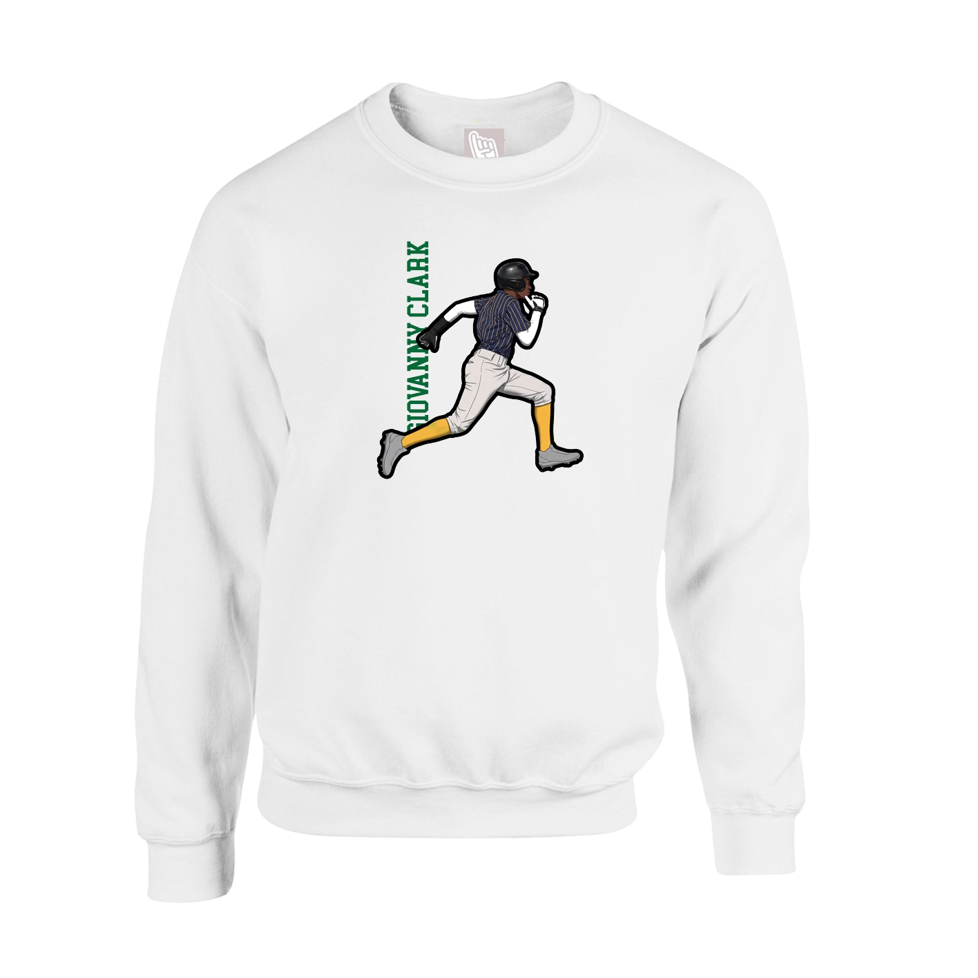 Fleece Crew — Name Vertical in White