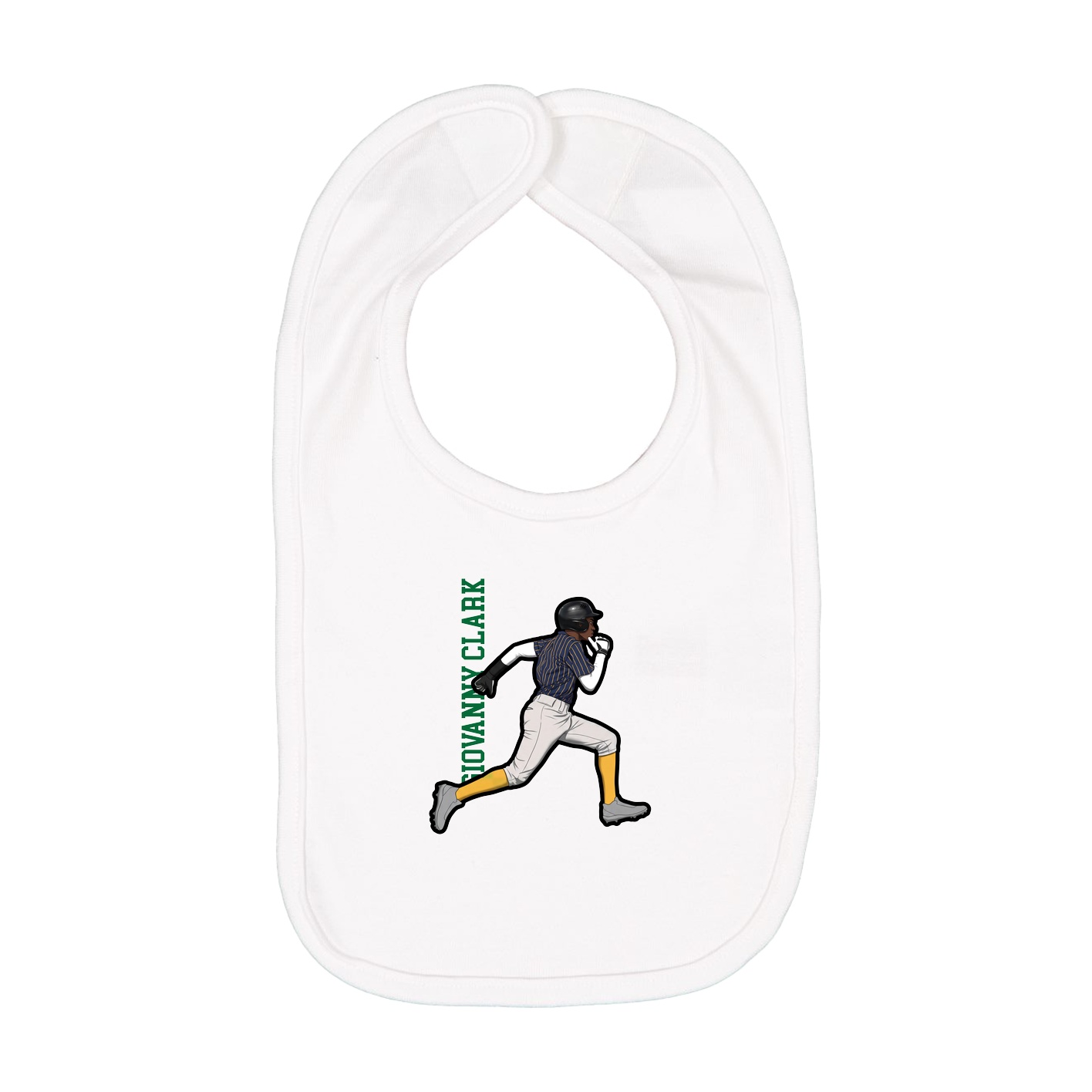 Infant Bib — Name Vertical in White