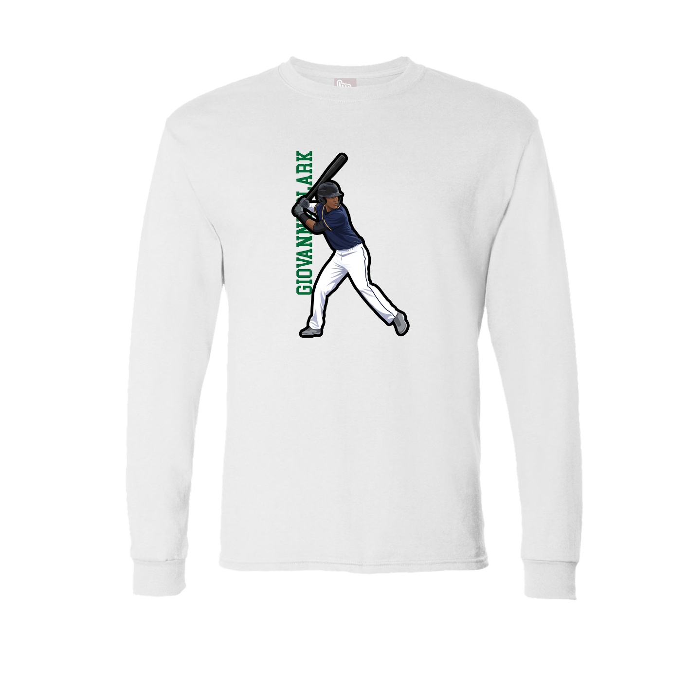 Long Sleeve Tee — Name Vertical in White