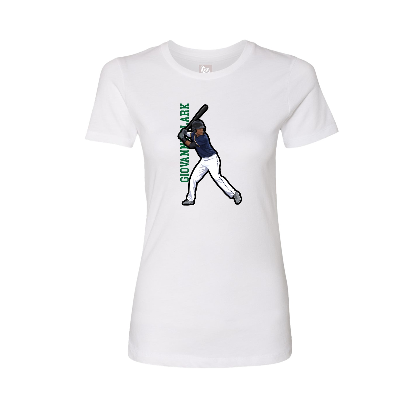 Fitted Women's Tee — Name Vertical in White
