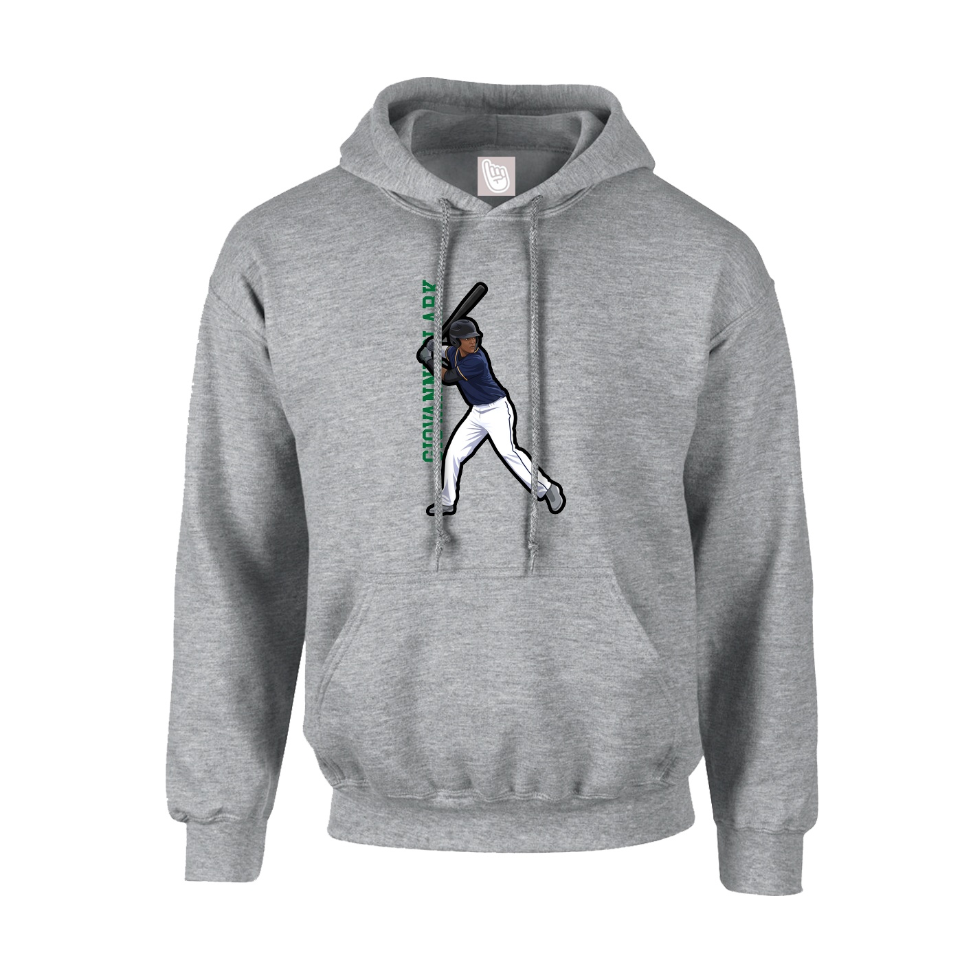 Hoodie — Name Vertical in Grey