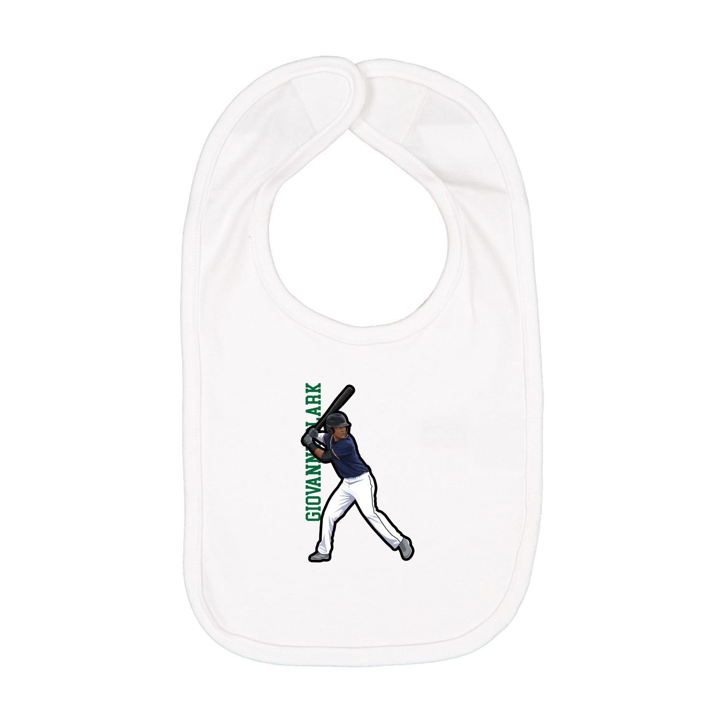 Infant Bib — Name Vertical in White