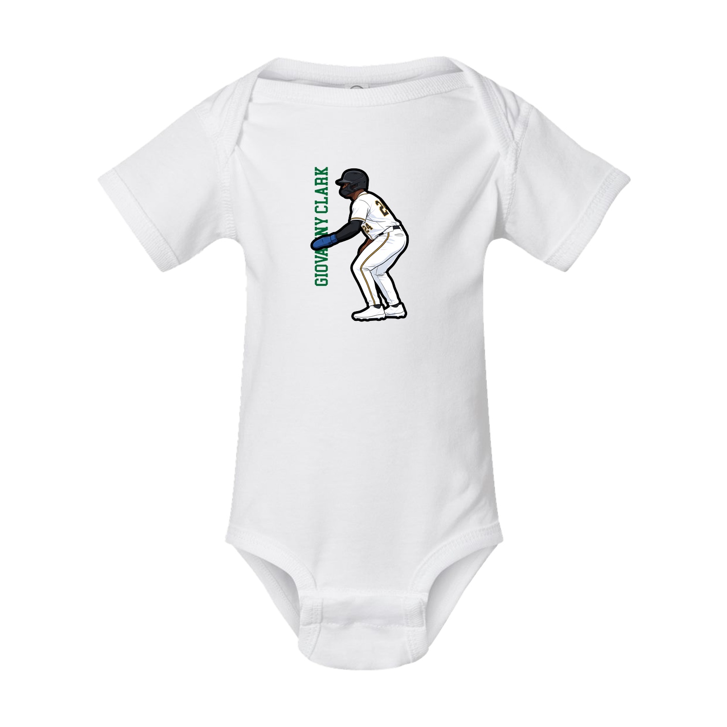 Baby Onesie — Name Vertical in White