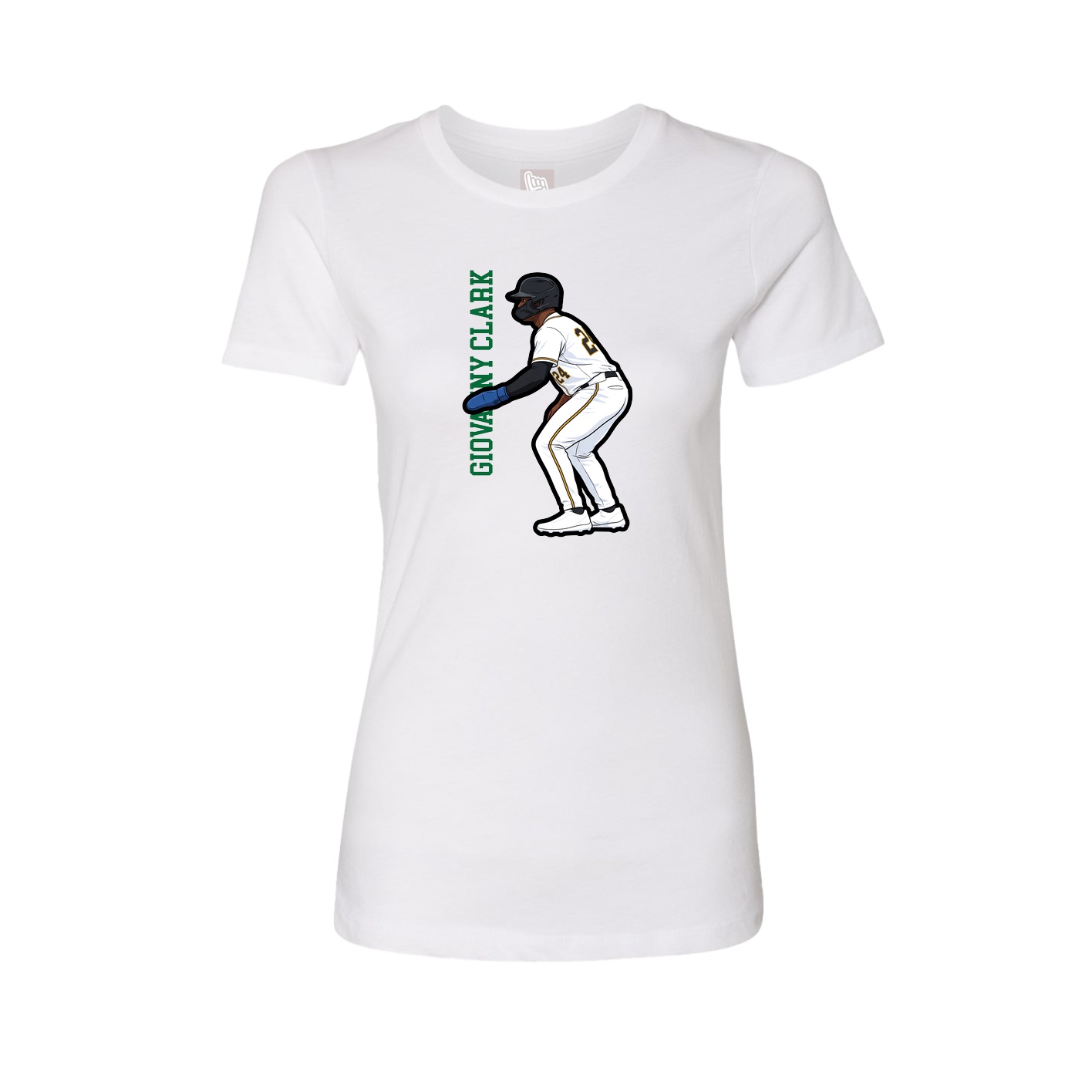 Fitted Women's Tee — Name Vertical in White
