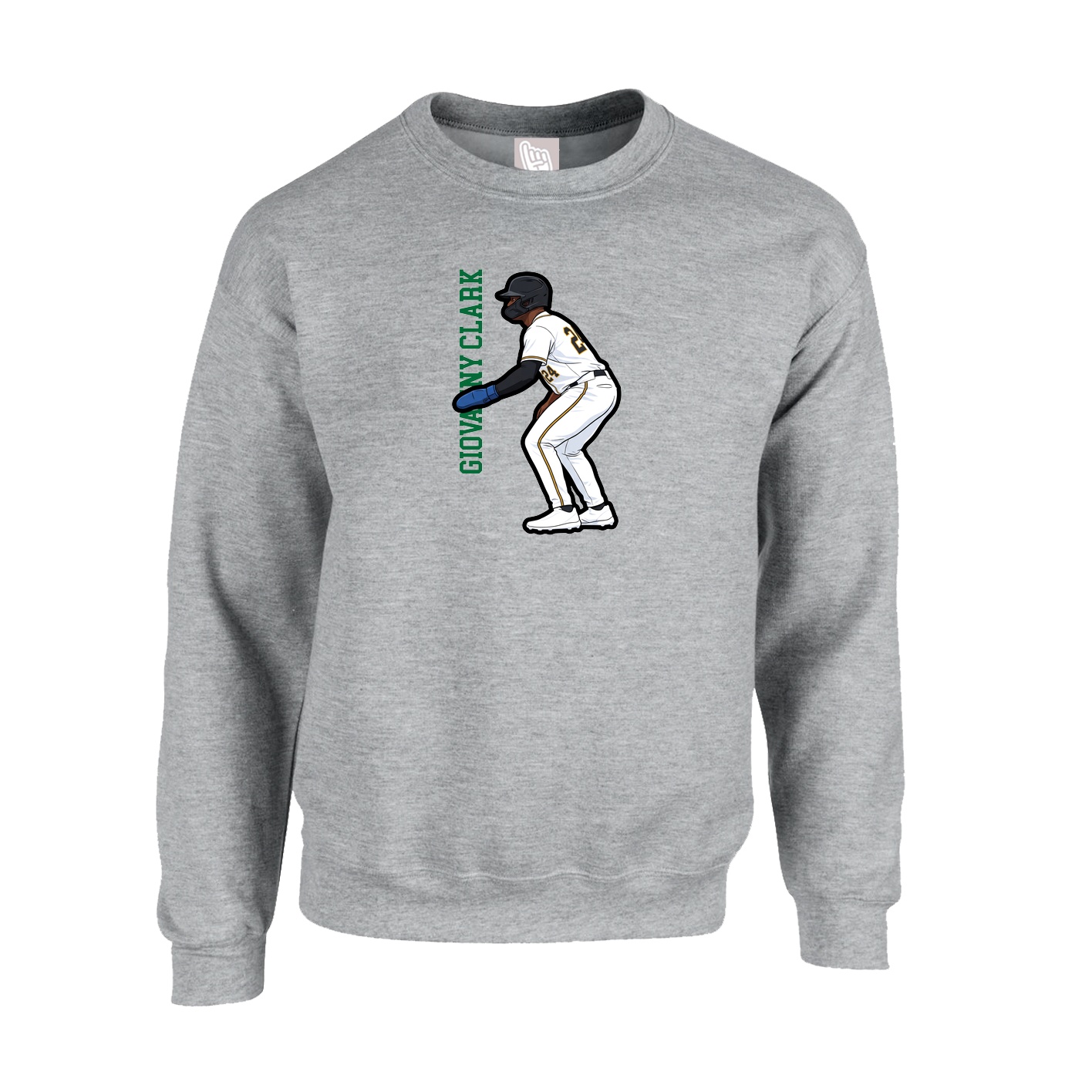 Fleece Crew — Name Vertical in Grey