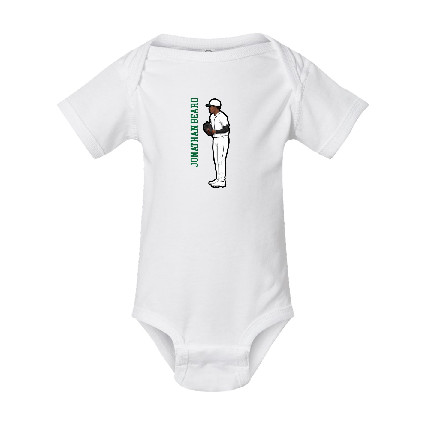 Baby Onesie — Name Vertical in White