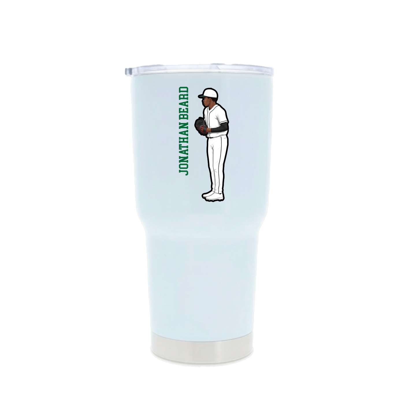 30oz Stainless Steel Tumbler — Name Vertical in White