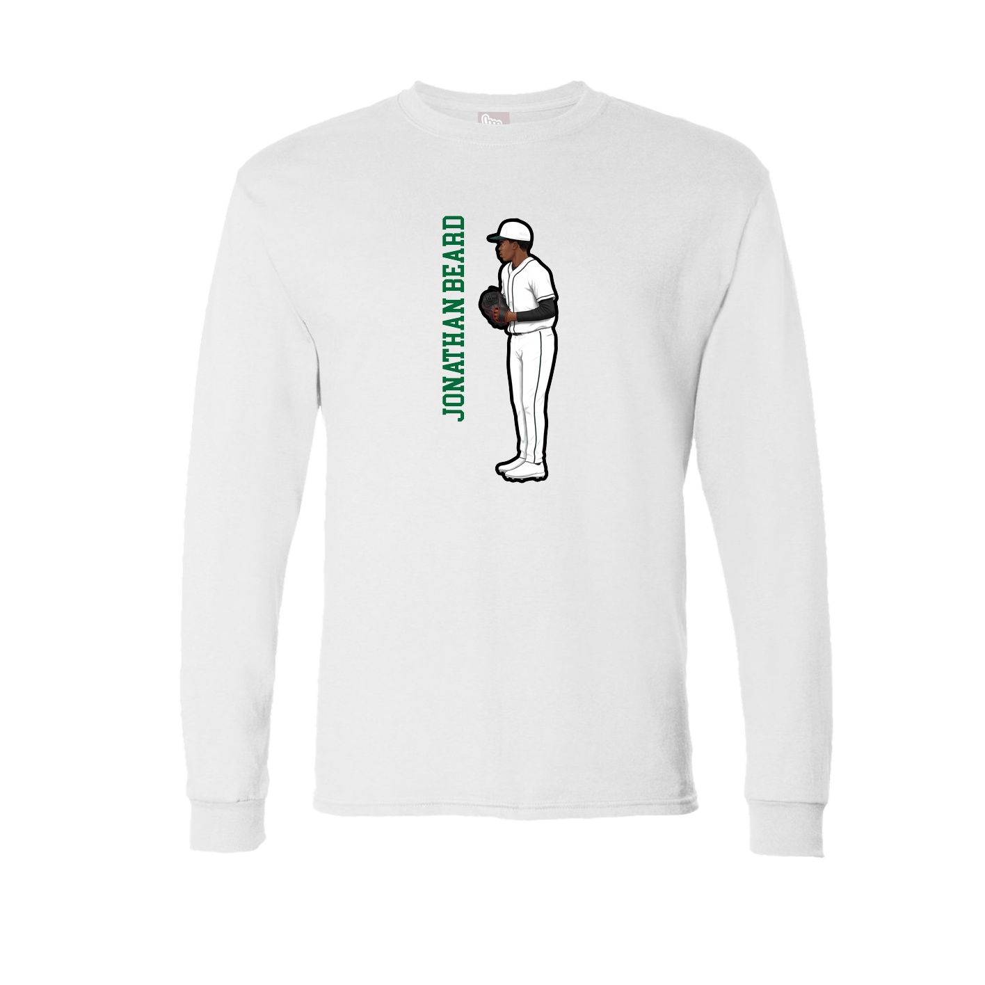 Long Sleeve Tee — Name Vertical in White