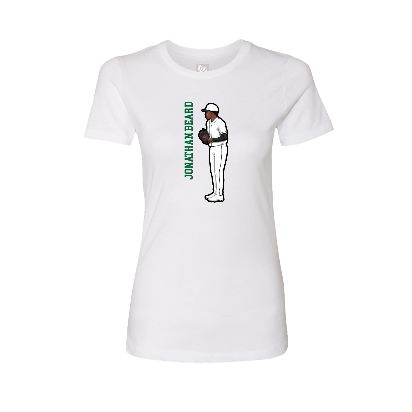 Fitted Women's Tee — Name Vertical in White