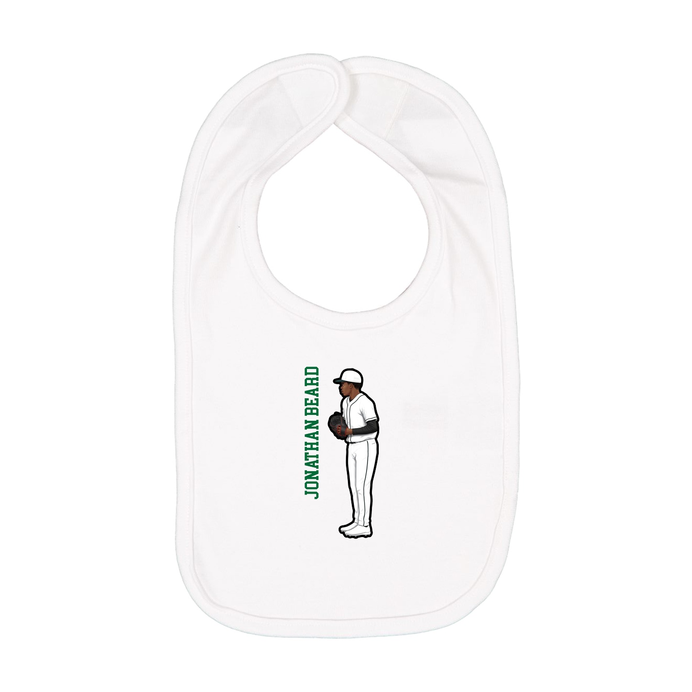 Infant Bib — Name Vertical in White