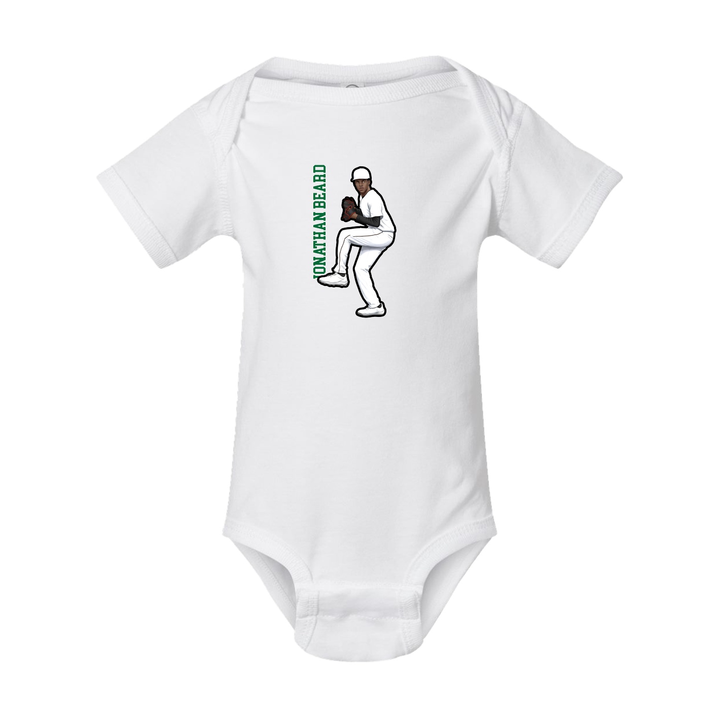 Baby Onesie — Name Vertical in White