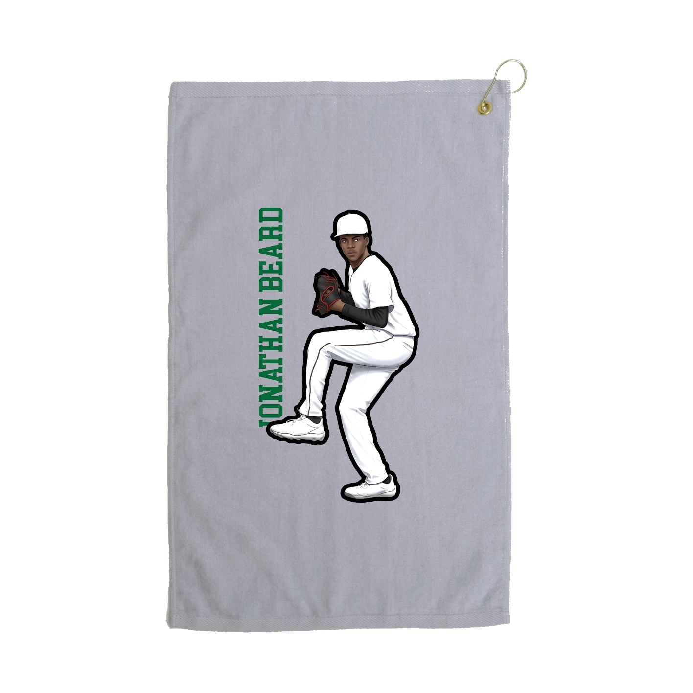 Golf Towel — Name Vertical in Grey