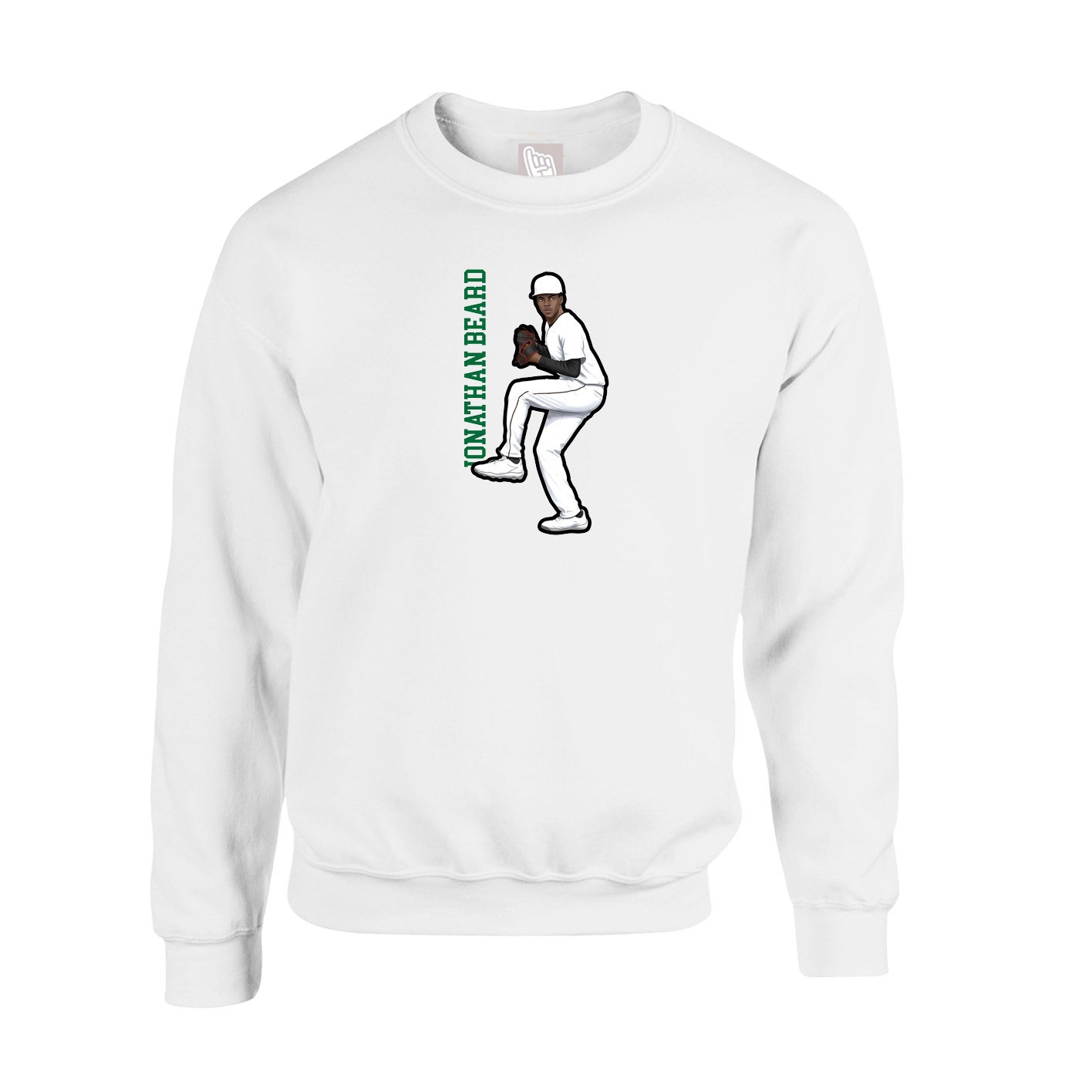 Fleece Crew — Name Vertical in White