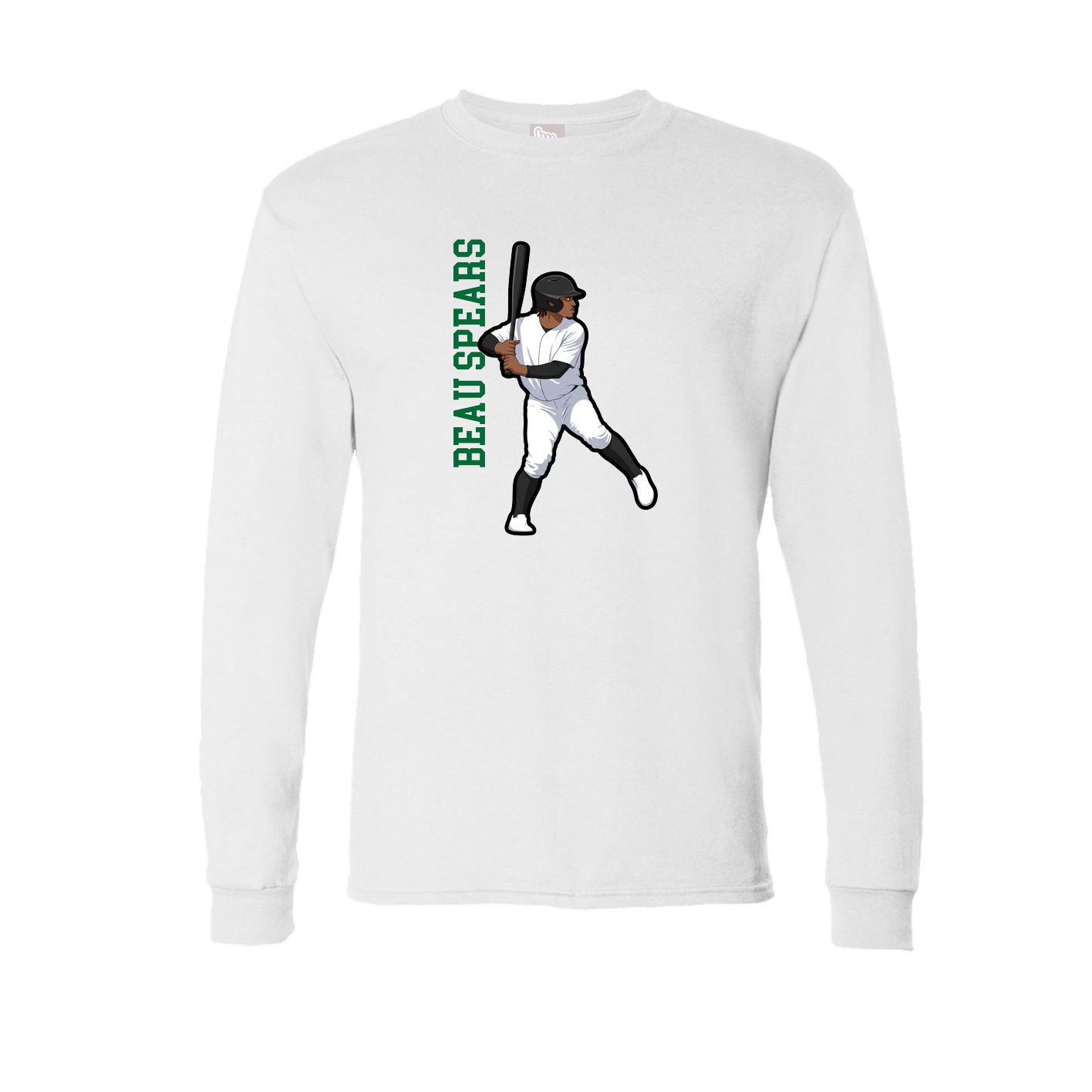Long Sleeve Tee — Name Vertical in White