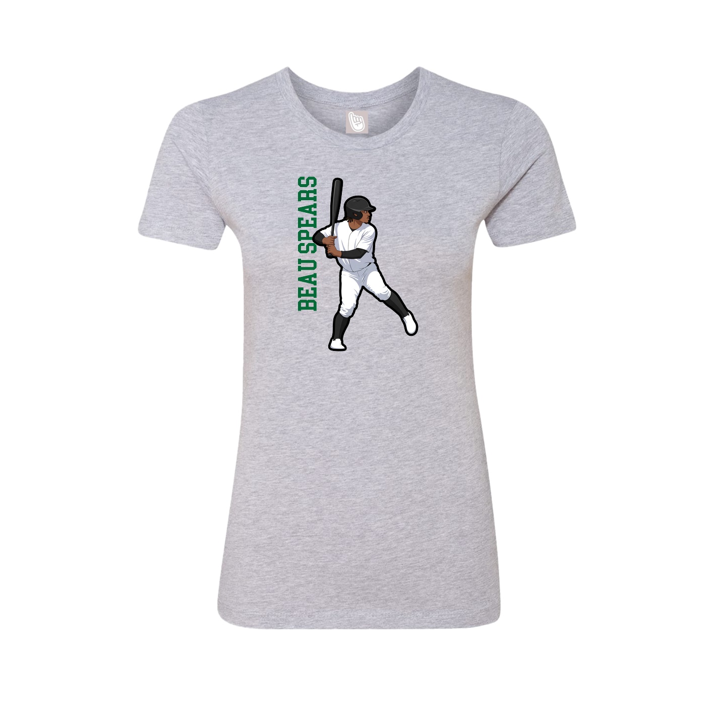 Fitted Women's Tee — Name Vertical in Grey