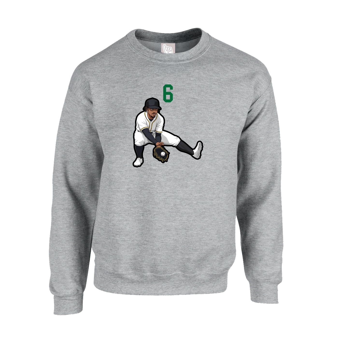 Fleece Crew — Number Top in Grey