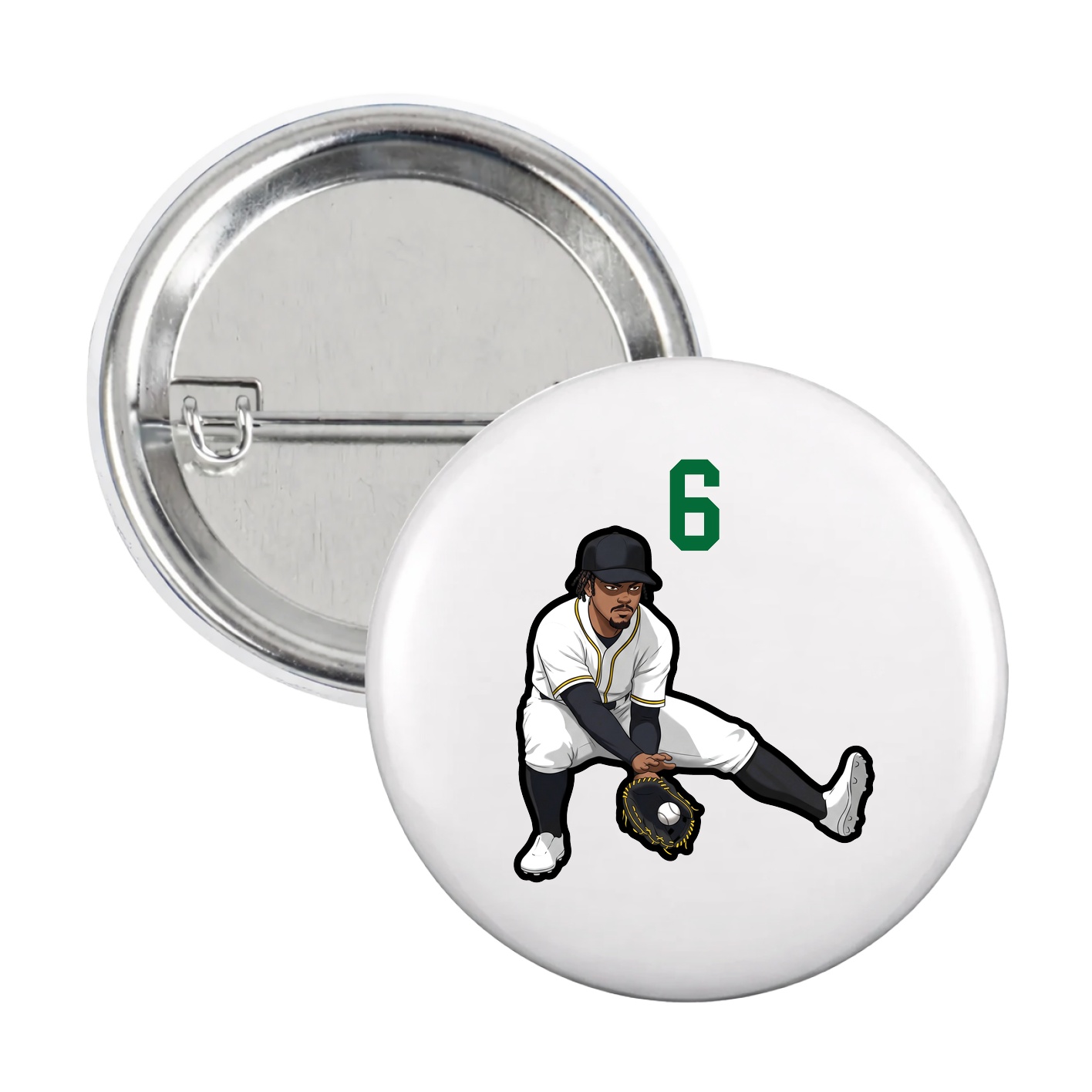 Game Day Button — Number Top in White