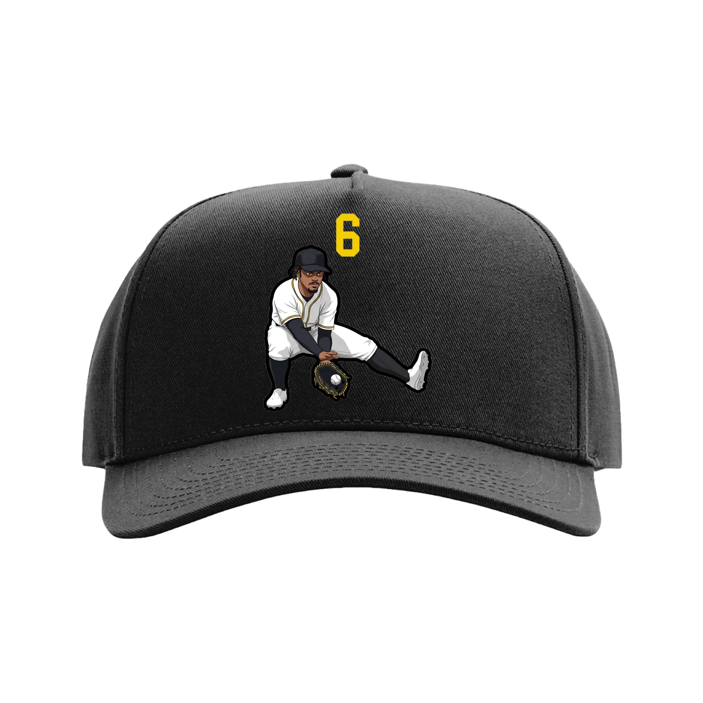 Full Fabric Five-Panel Champ Cap — Number Top in Black