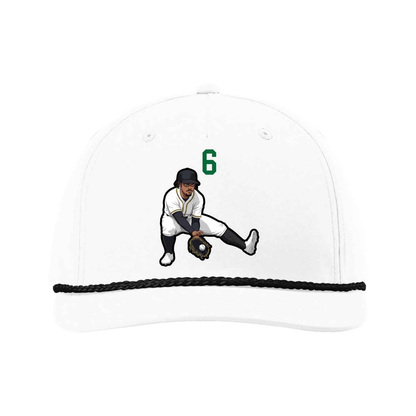 Five-Panel Classic Rope Cap — Number Top in White