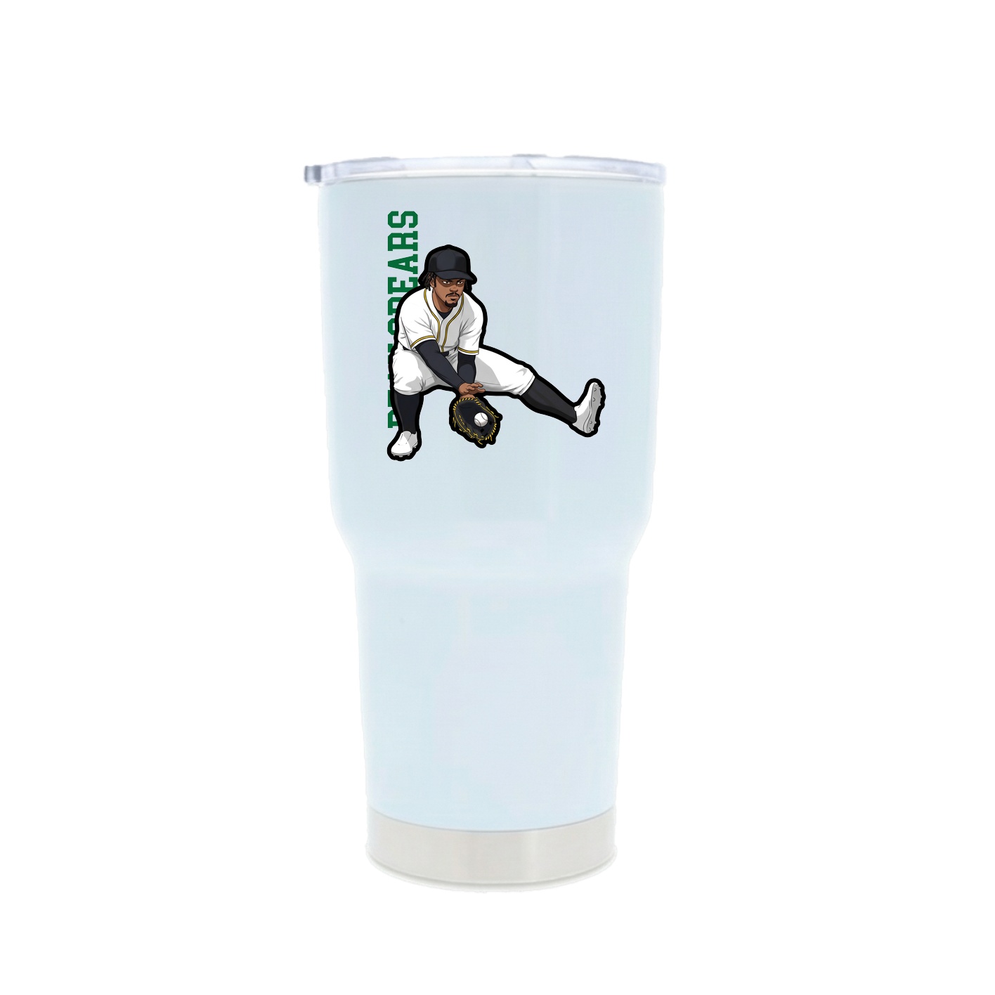 30oz Stainless Steel Tumbler — Name Vertical in White
