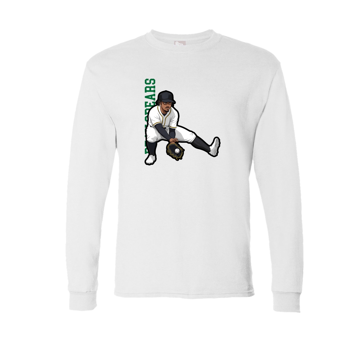 Long Sleeve Tee — Name Vertical in White