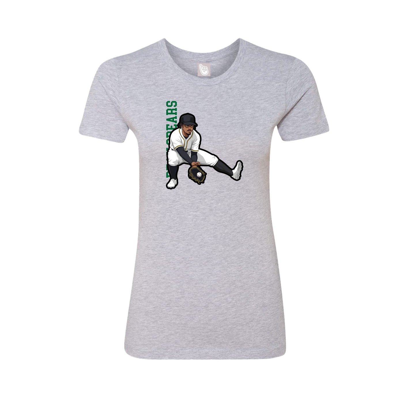Fitted Women's Tee — Name Vertical in Grey