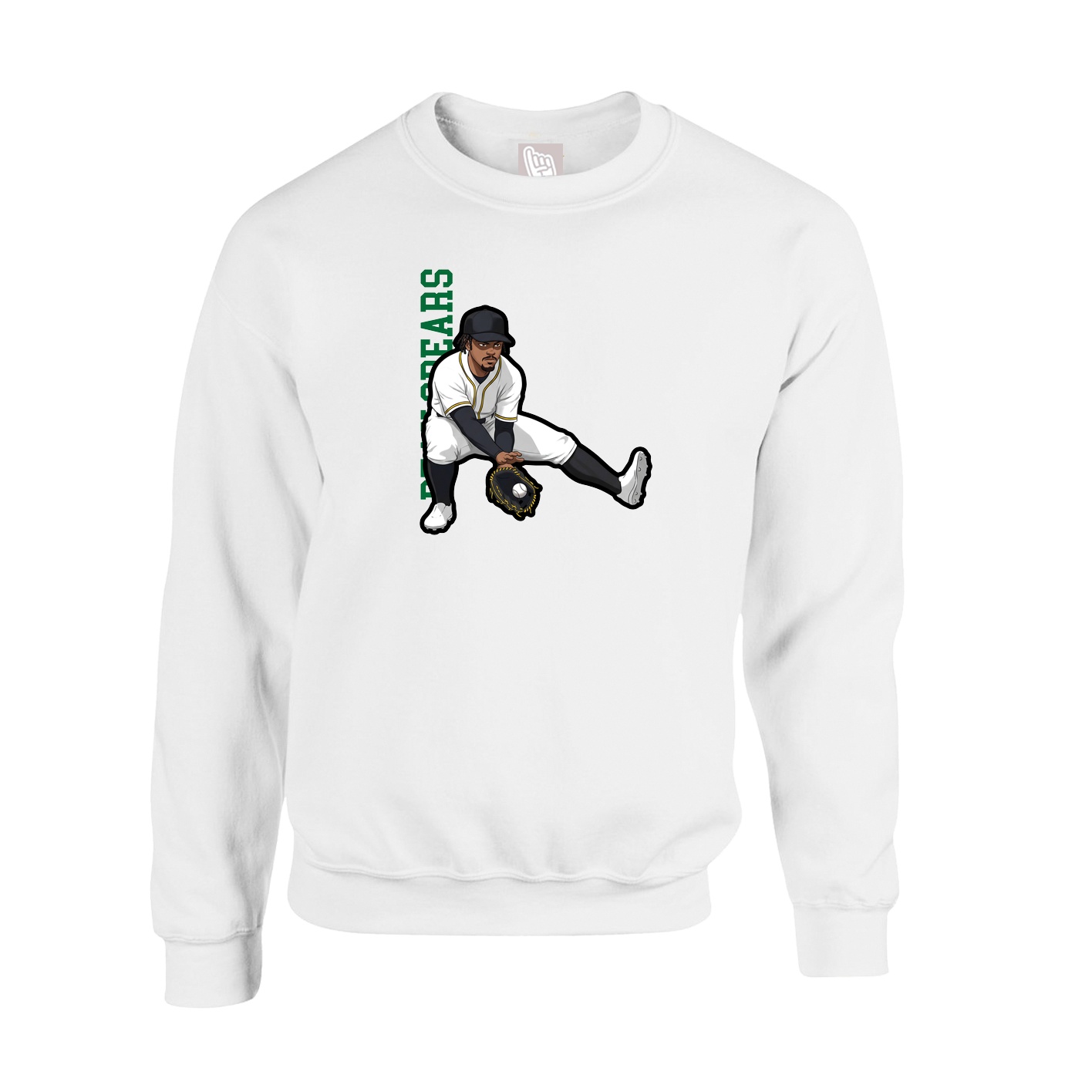 Fleece Crew — Name Vertical in White