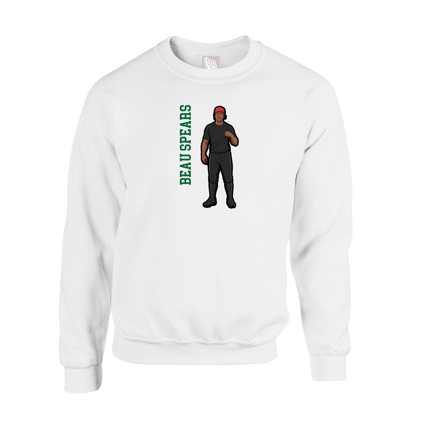 Fleece Crew — Name Vertical in White