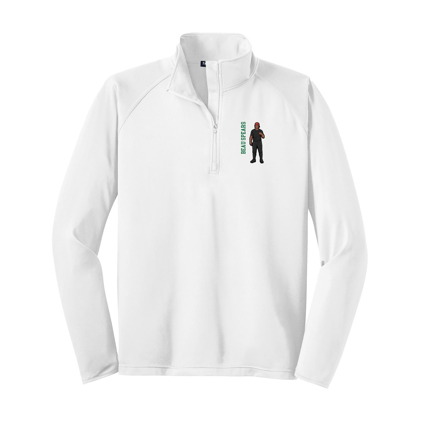 Q-Zip Pullover — Name Vertical in White