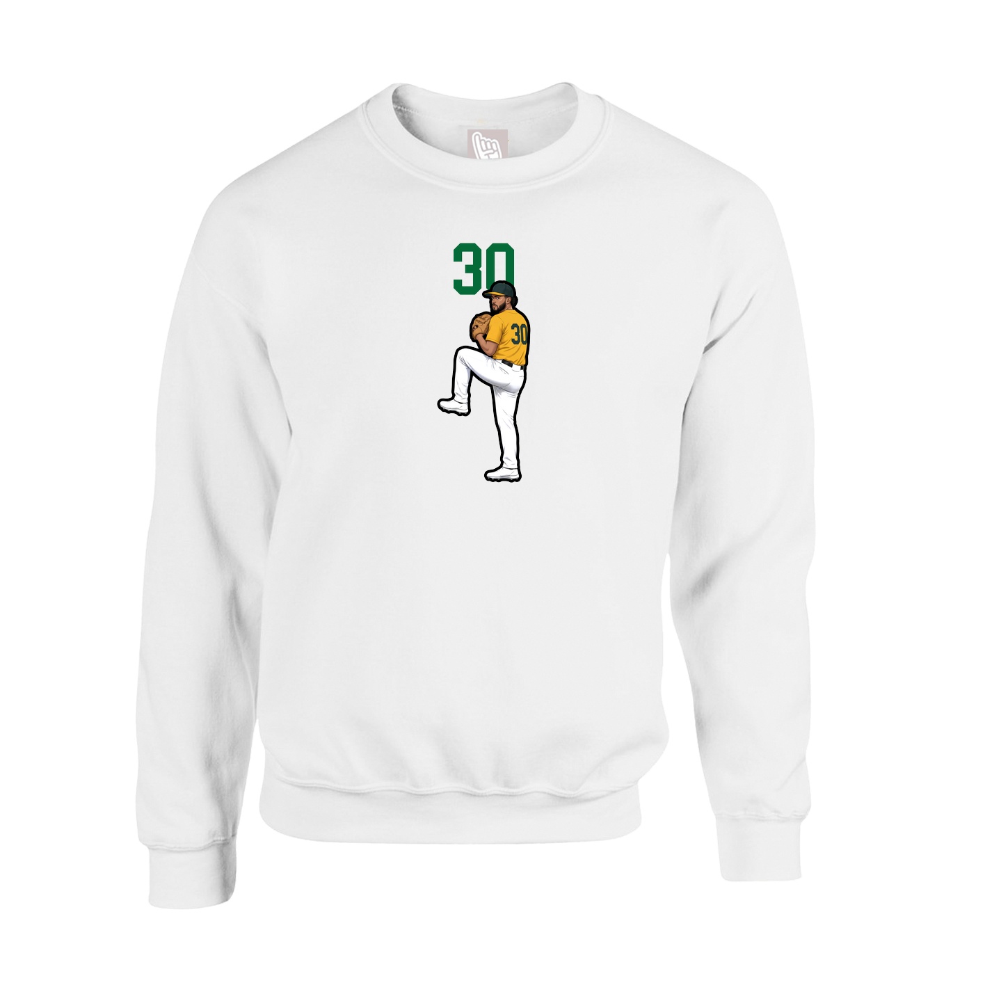 Fleece Crew — Number Top in White