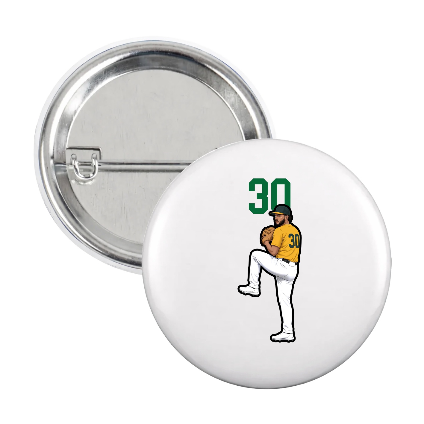Game Day Button — Number Top in White