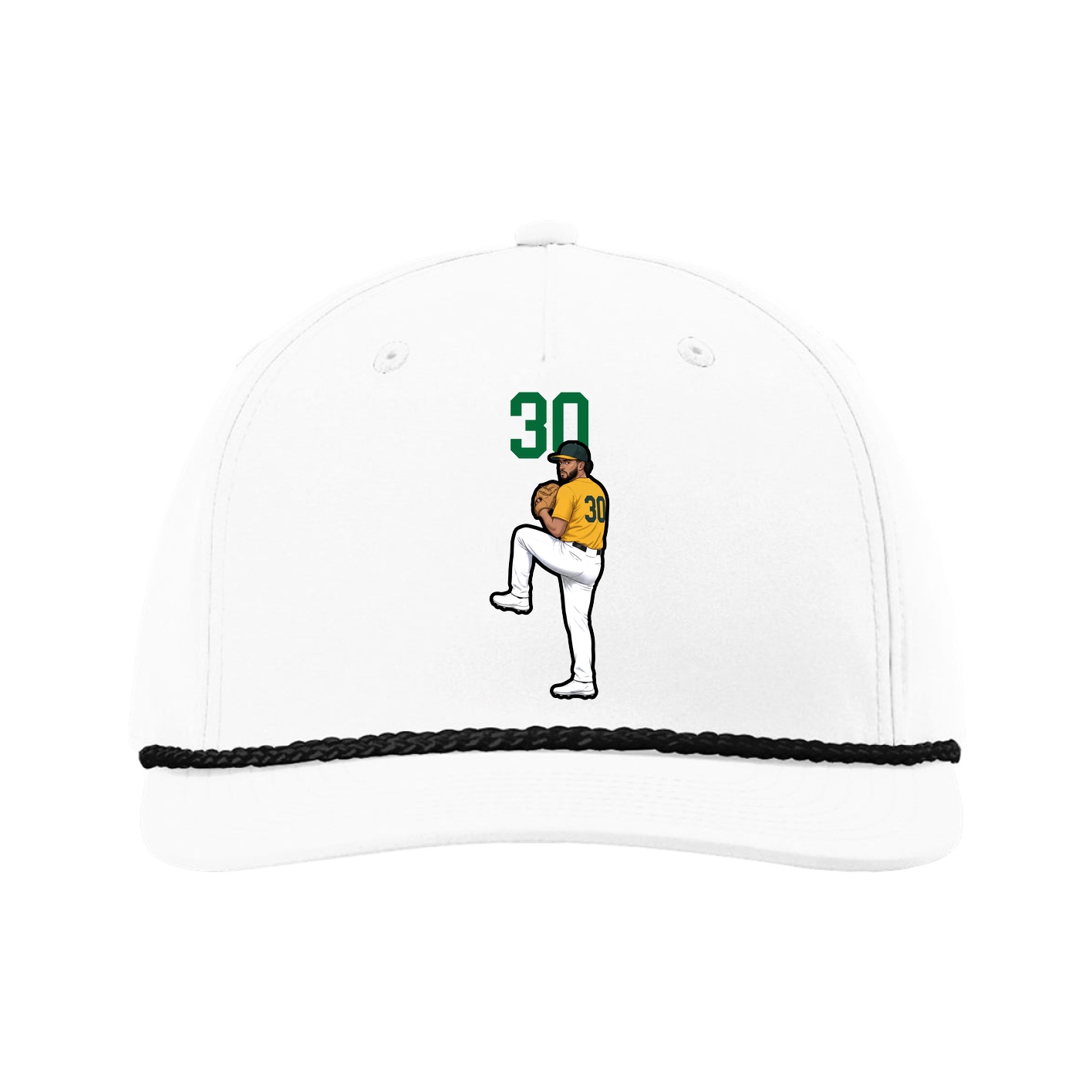 Five-Panel Classic Rope Cap — Number Top in White