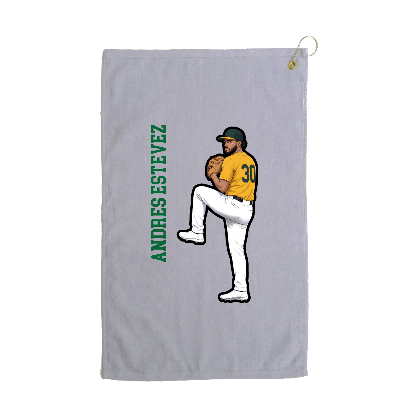 Golf Towel — Name Vertical in Grey