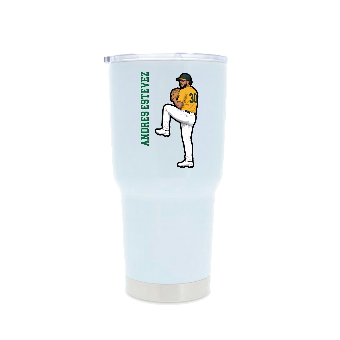 30oz Stainless Steel Tumbler — Name Vertical in White