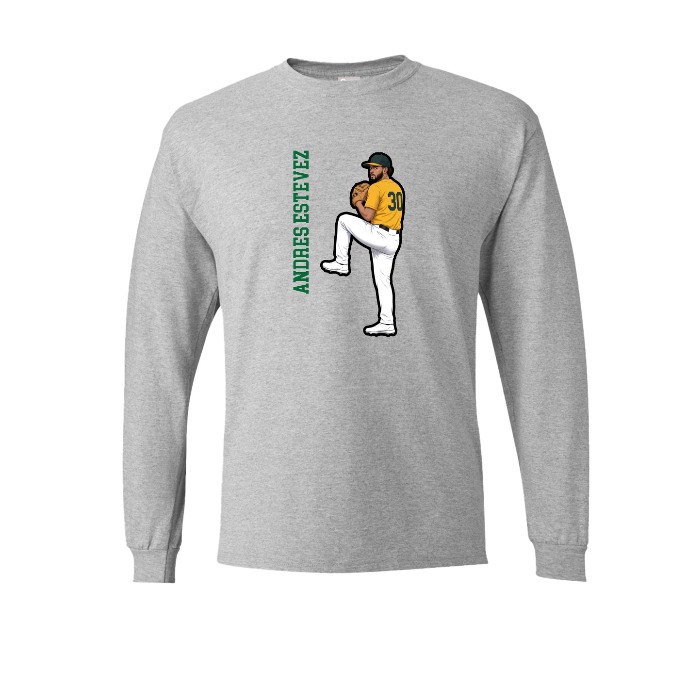 Long Sleeve Tee — Name Vertical in Grey